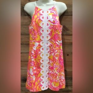 Lilly Pulitzer Annabelle Sunshine Yellow Sea And Be Seen Lace Shift Dress Size 2